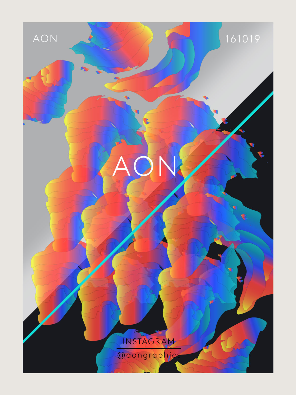 "AON Poster - Rainbow Heads - blue red"